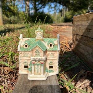 Used Vintage Village LR 1991 City Hall. Hand Painted Porcelain.